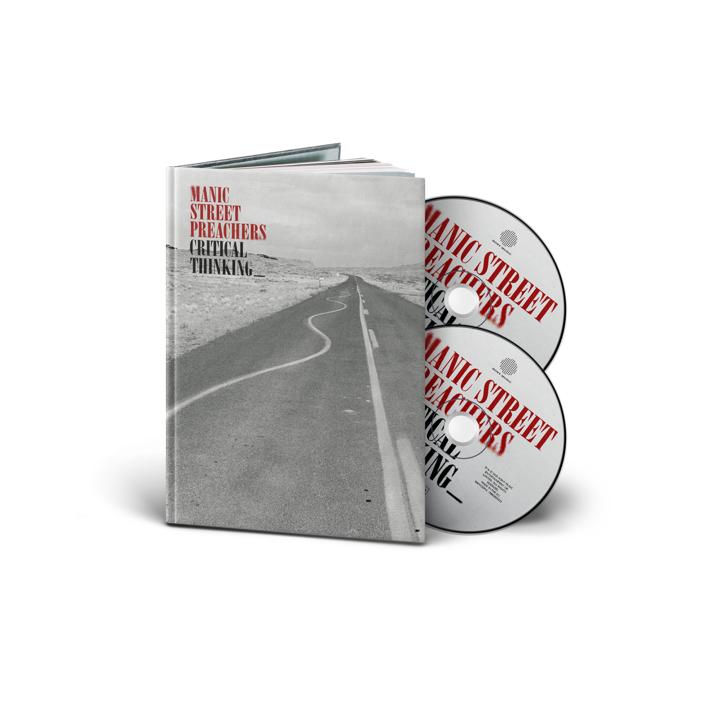 This bundle contains 1 x Critical Thinking Deluxe Hardcover CD + Signed Art Card

Hardcover book with 2 printed deluxe CDs.
Disc 1: 12 standard album tracks.
Disc 2: 12 exclusive demo tracks + Decline &amp; Fall (Steven Wilson Remix).&nbsp;
Includes an exclusive 12-page booklet featuring Nicky Wire’s handwritten lyrics.